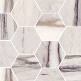 Galaxy 4" Hexagon Mosaic Polished Marble Purple